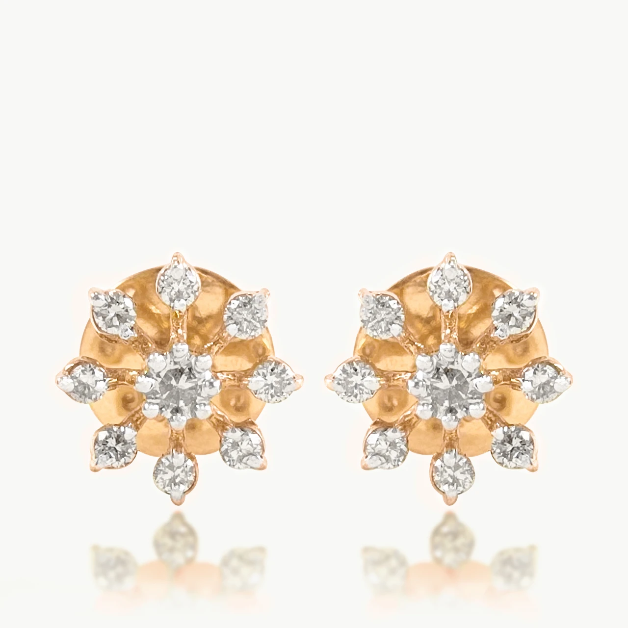 8 Petals Diamond Stud Earrings