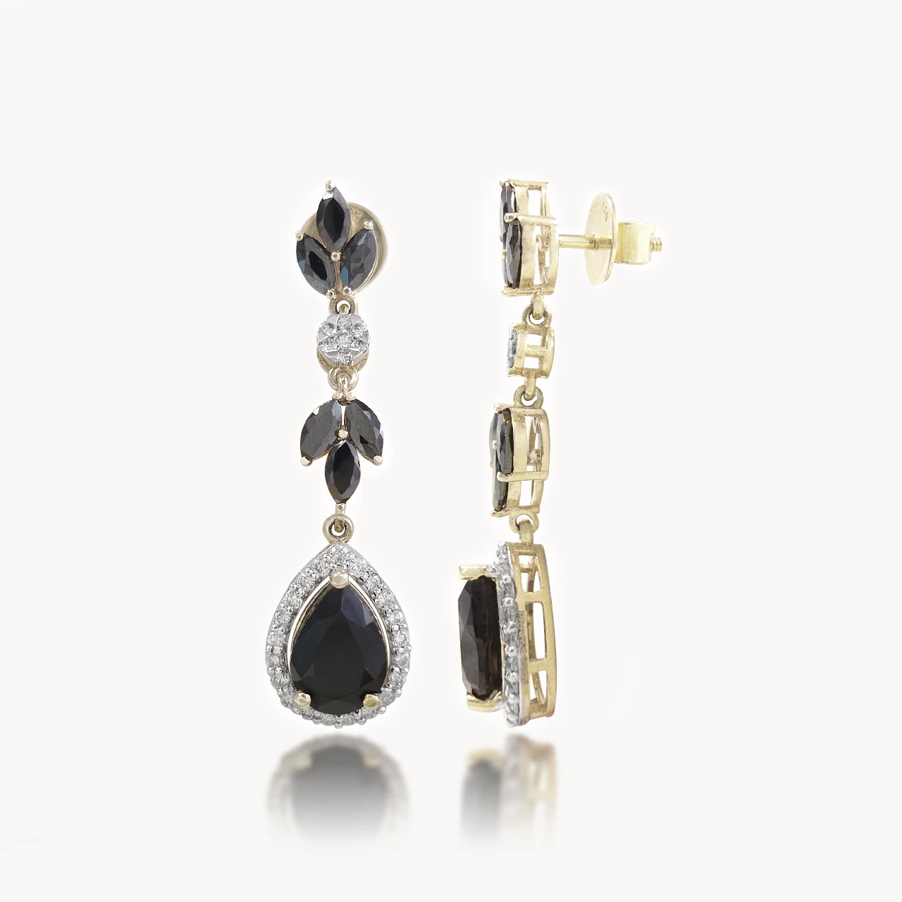 Ava  Magnificent Diamond Earrings With Black Onyx Stone