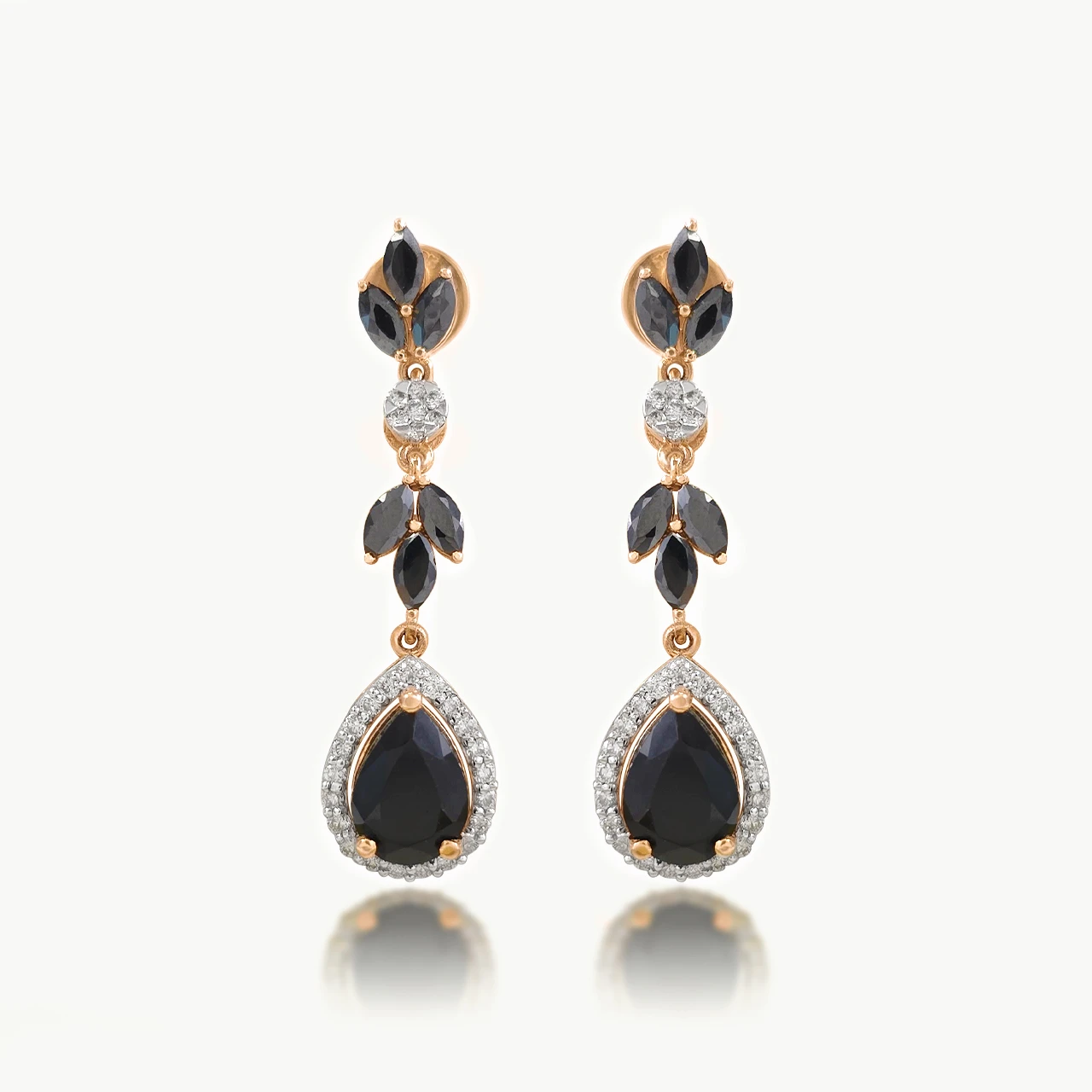 Ava  Magnificent Diamond Earrings With Black Onyx Stone