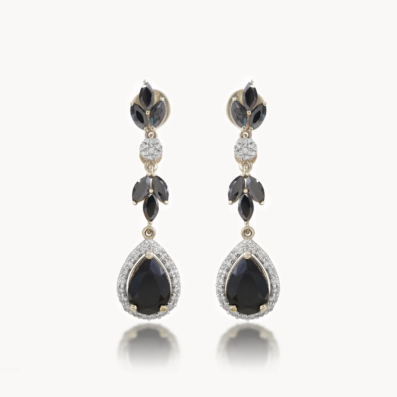 Ava  Magnificent Diamond Earrings With Black Onyx Stone