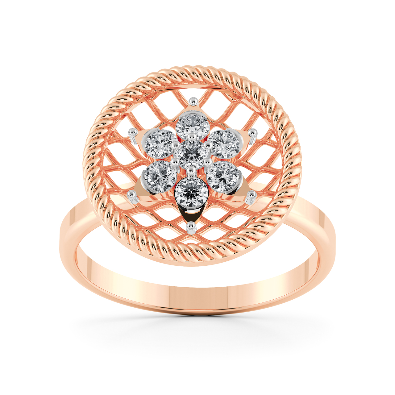 Basket Design Cocktail Diamond Ring