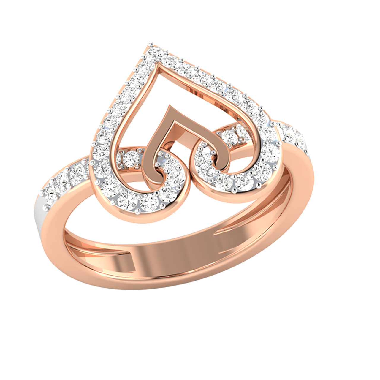 Dual Heart Diamond Engagement Ring