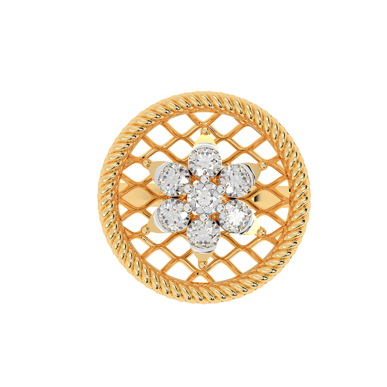 Basket Design Cocktail Diamond Ring