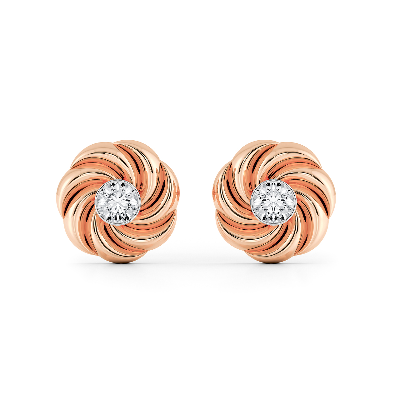 Blossom Round Diamond Stud Earrings