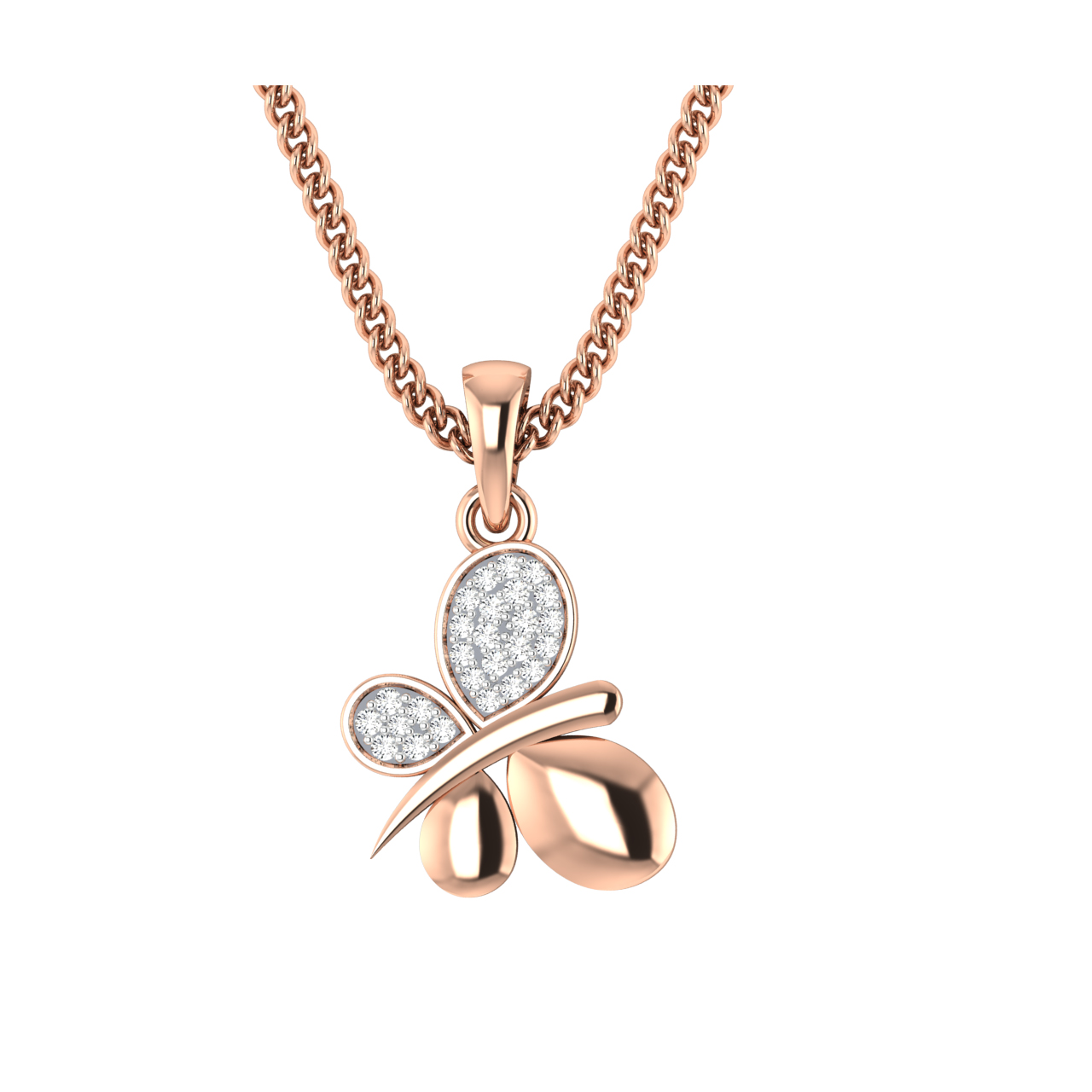 Stylish Butterfly Diamond Pendant