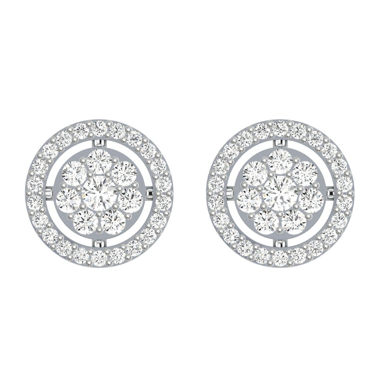 Elegant Round Diamond Stud Earrings