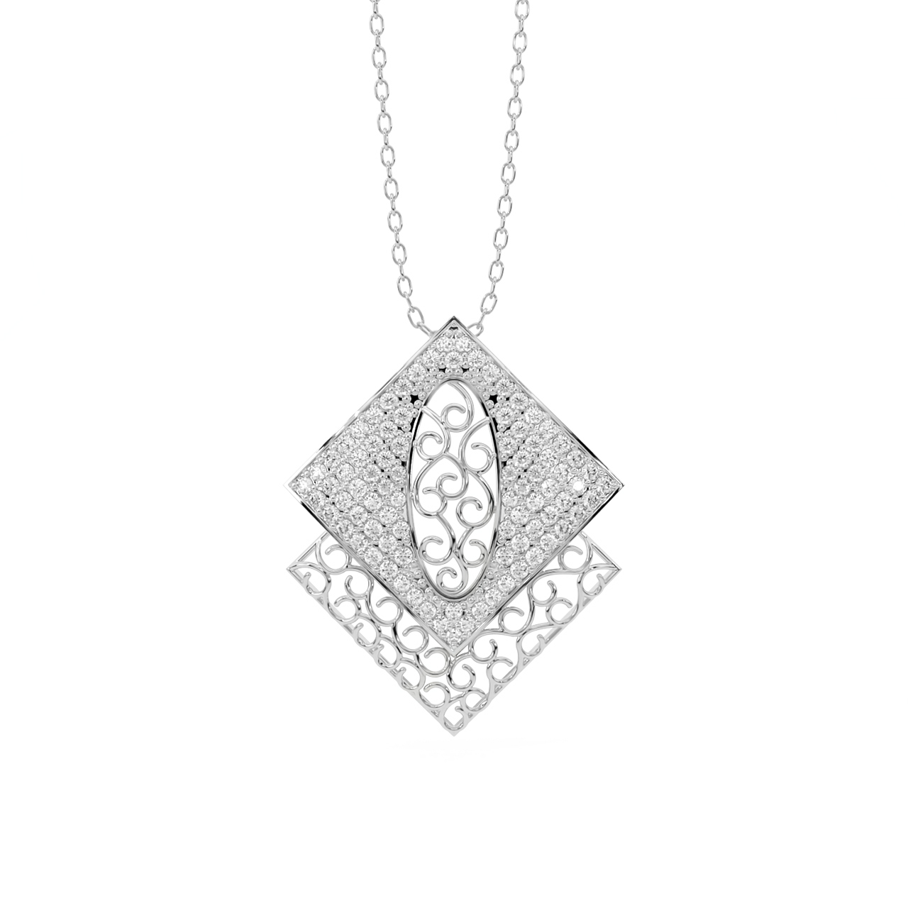 Lace It Up Square Diamond Pendant