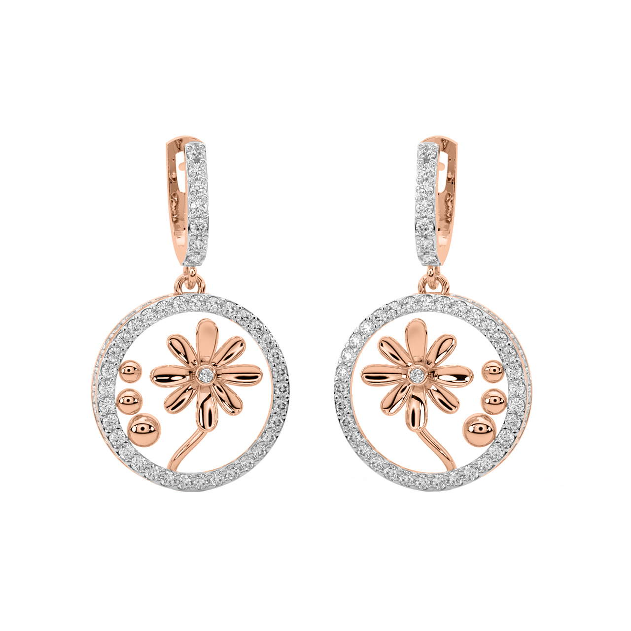 Floral Charm Diamond Earrings