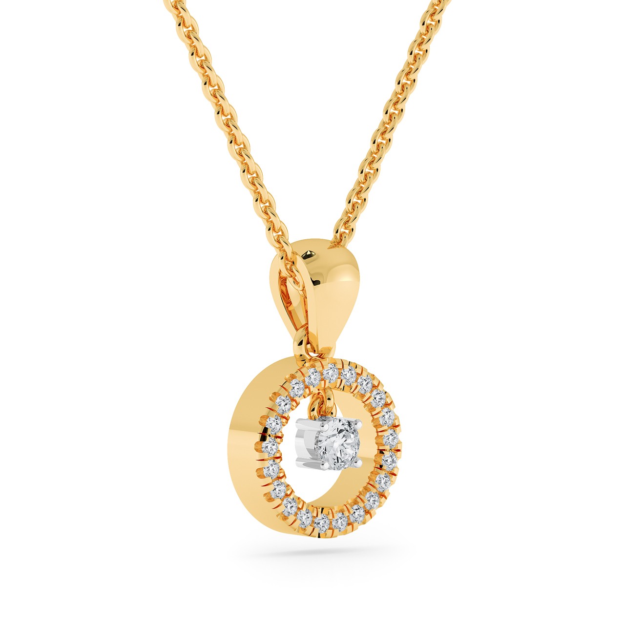 Circular Round Diamond Pendant