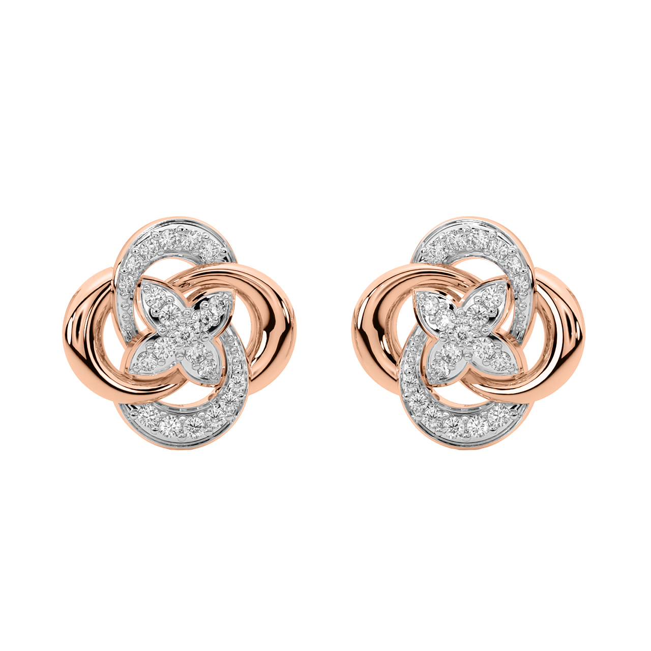 Golden Interlinked Diamond Earrings