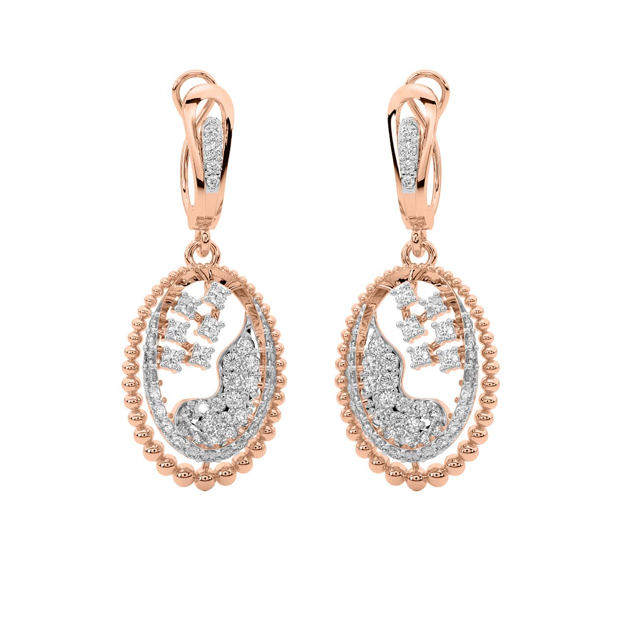 Designer Oval Design Diamond Earrings