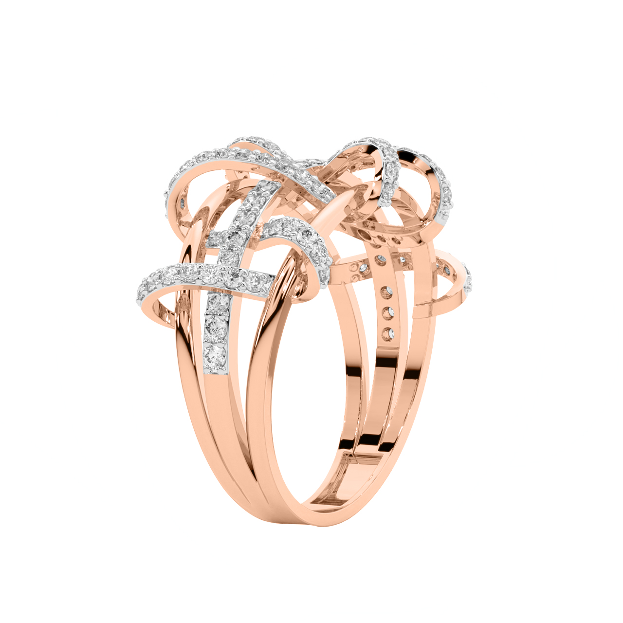 Curly Ribbon Diamond Engagement Ring