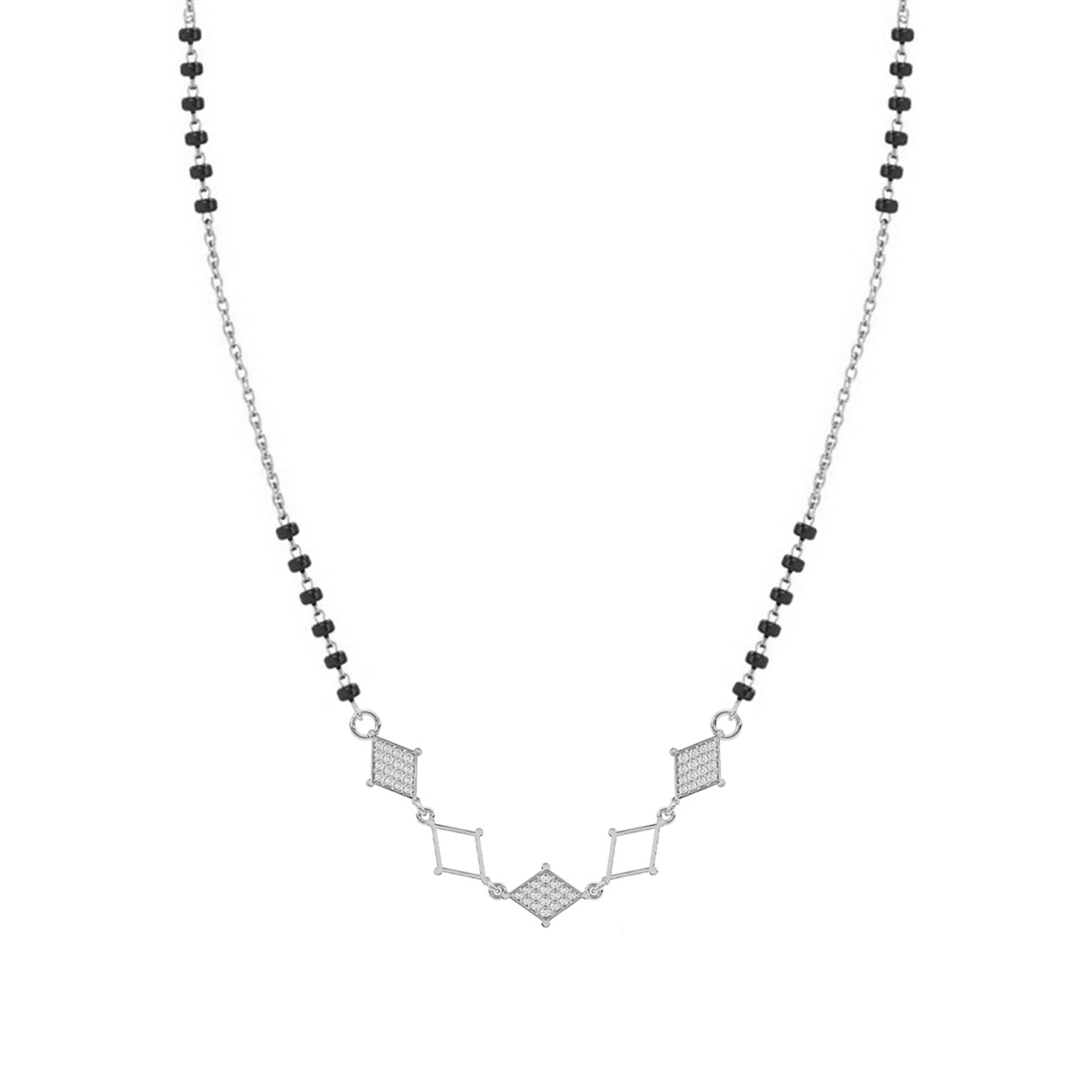 Rhombus Design Diamond Mangalsutra With Chain