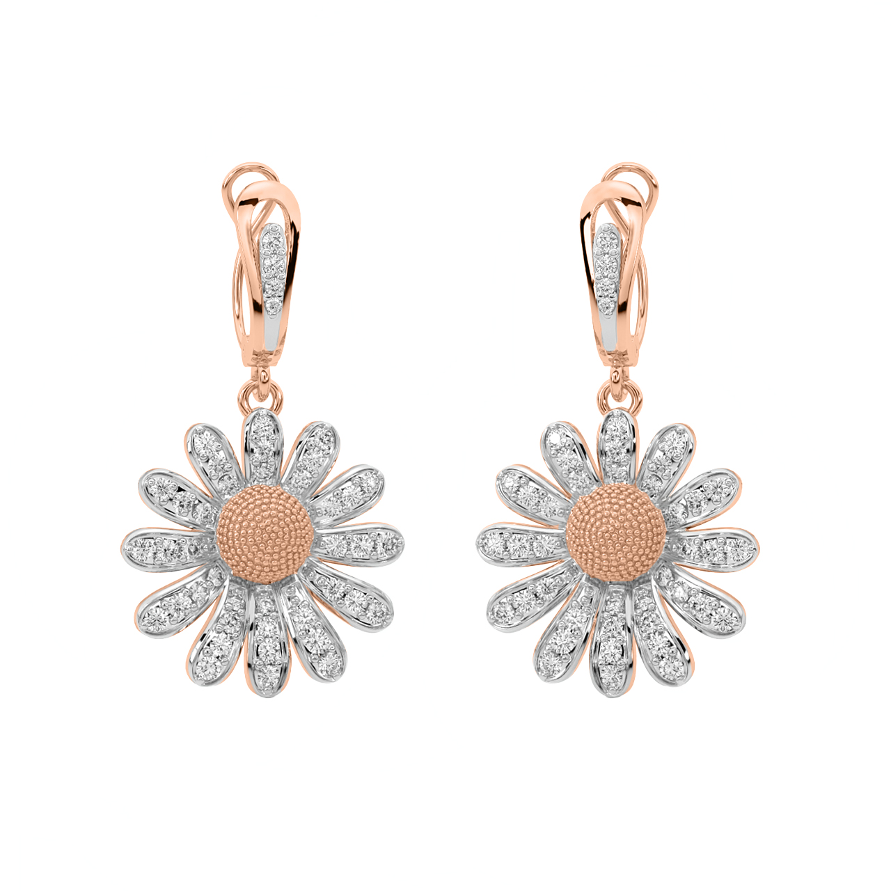 Golden Sunflower Diamond Earrings