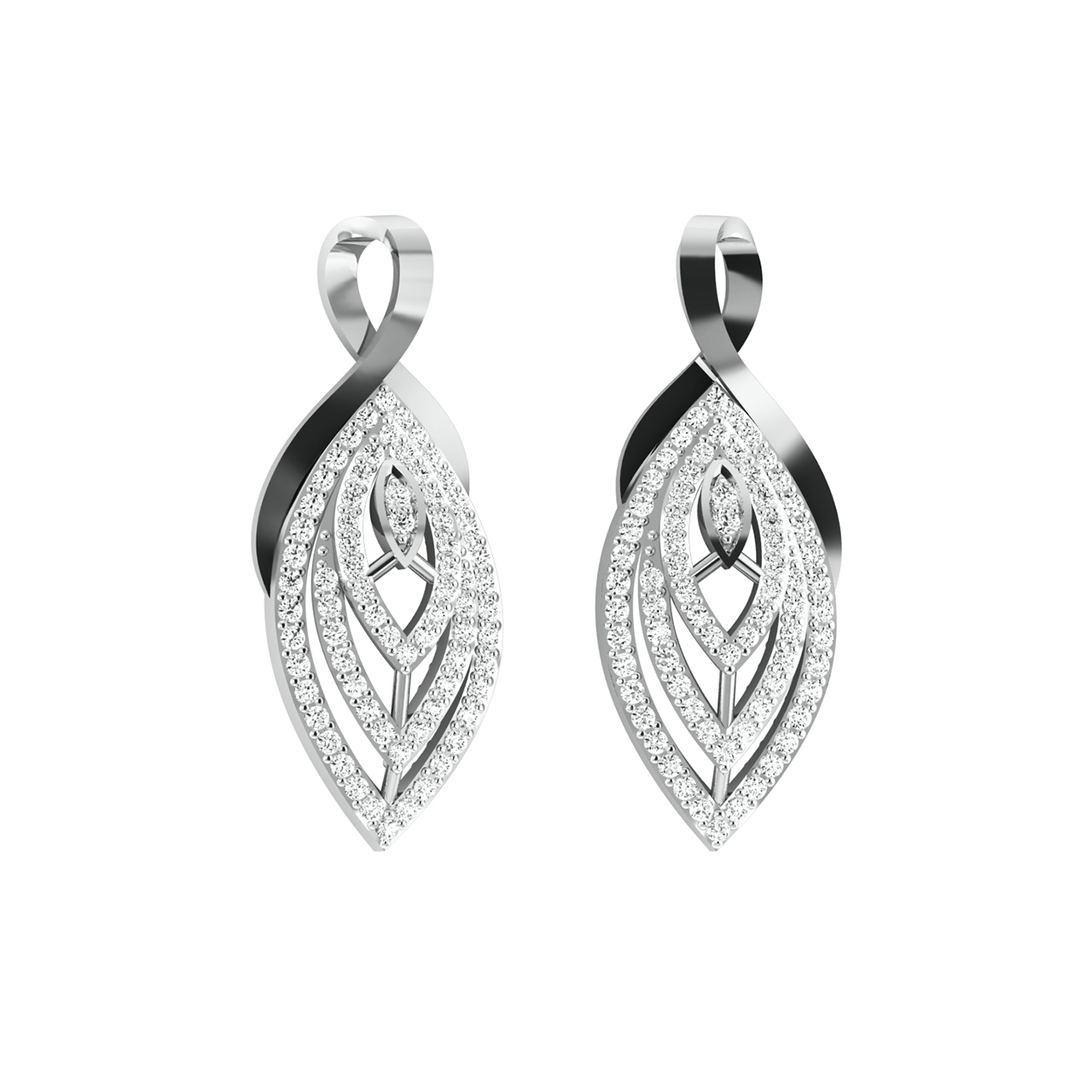 Alize Leaf Design Diamond Stud Earrings