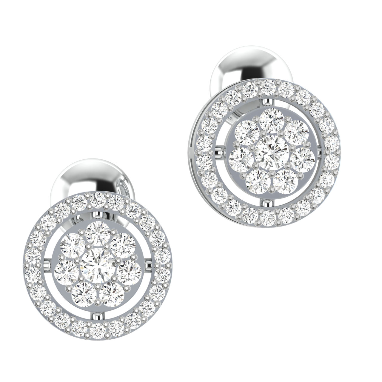 Elegant Round Diamond Stud Earrings