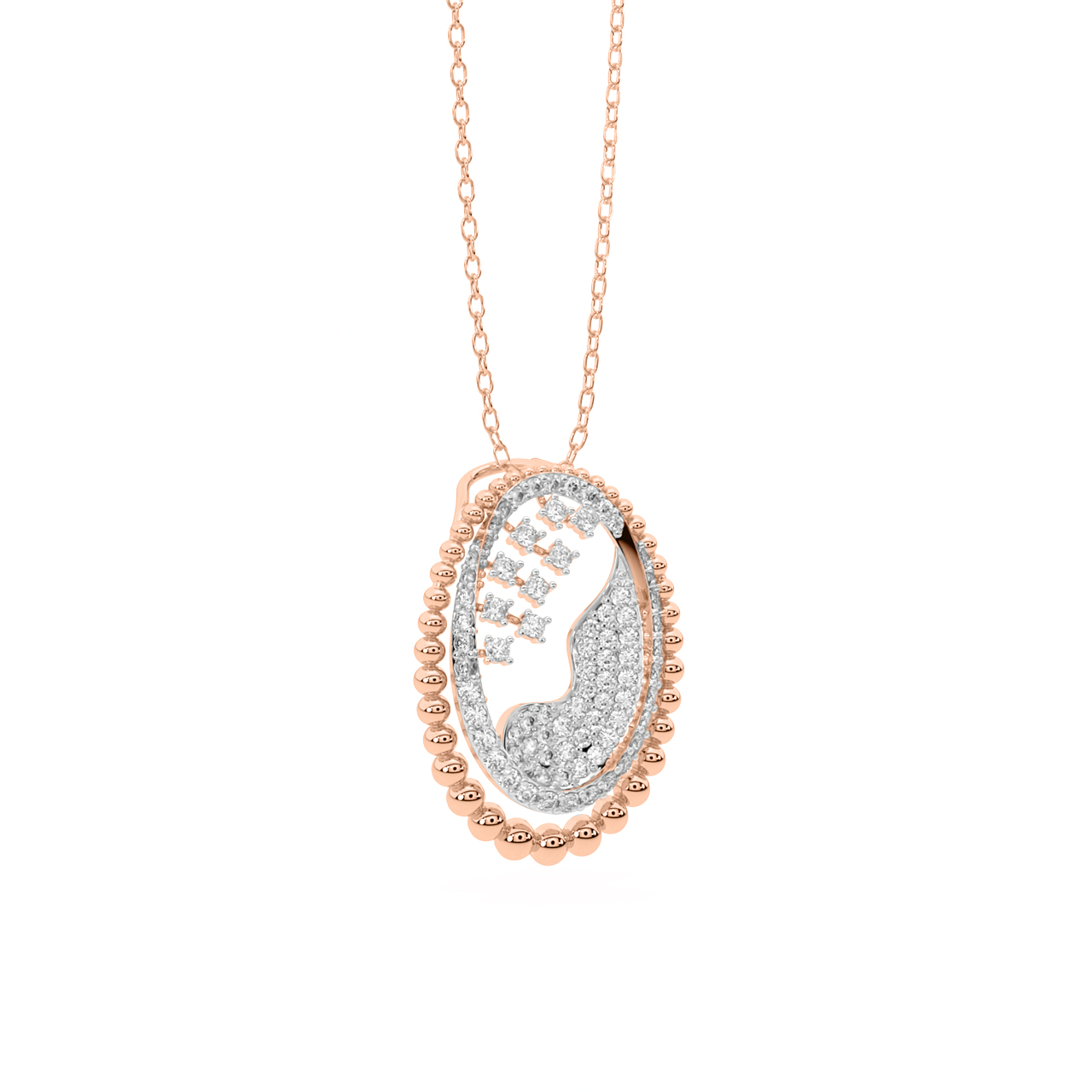 Designer Oval Design Diamond Pendant