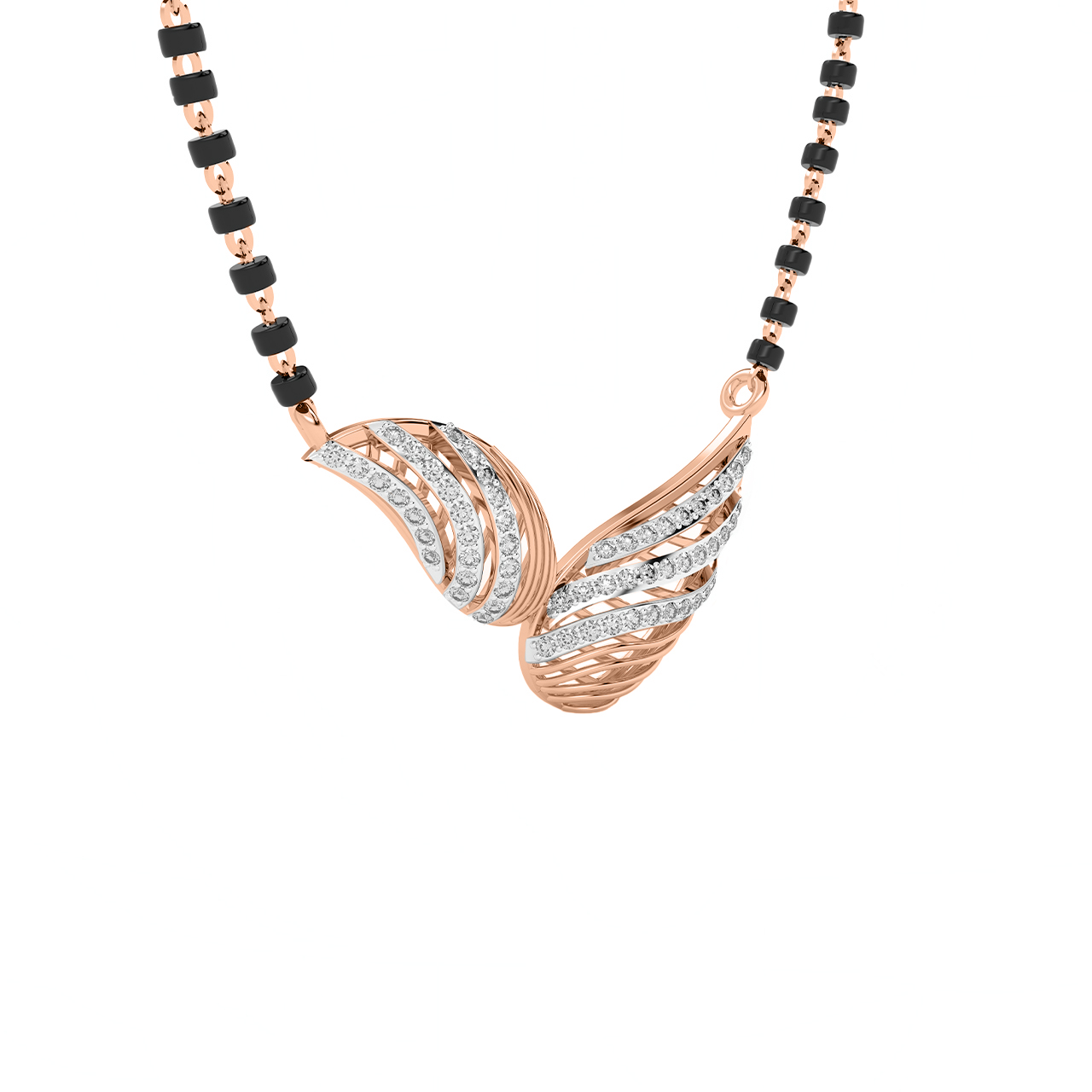Shell Design Diamond Mangalsutra With Chain