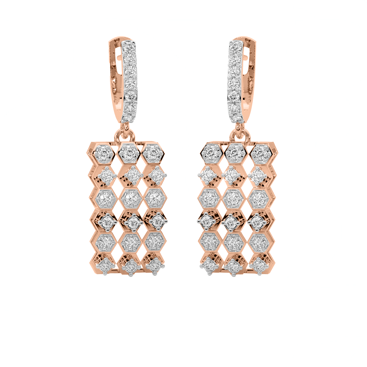 Bar Pattern Diamond Earrings