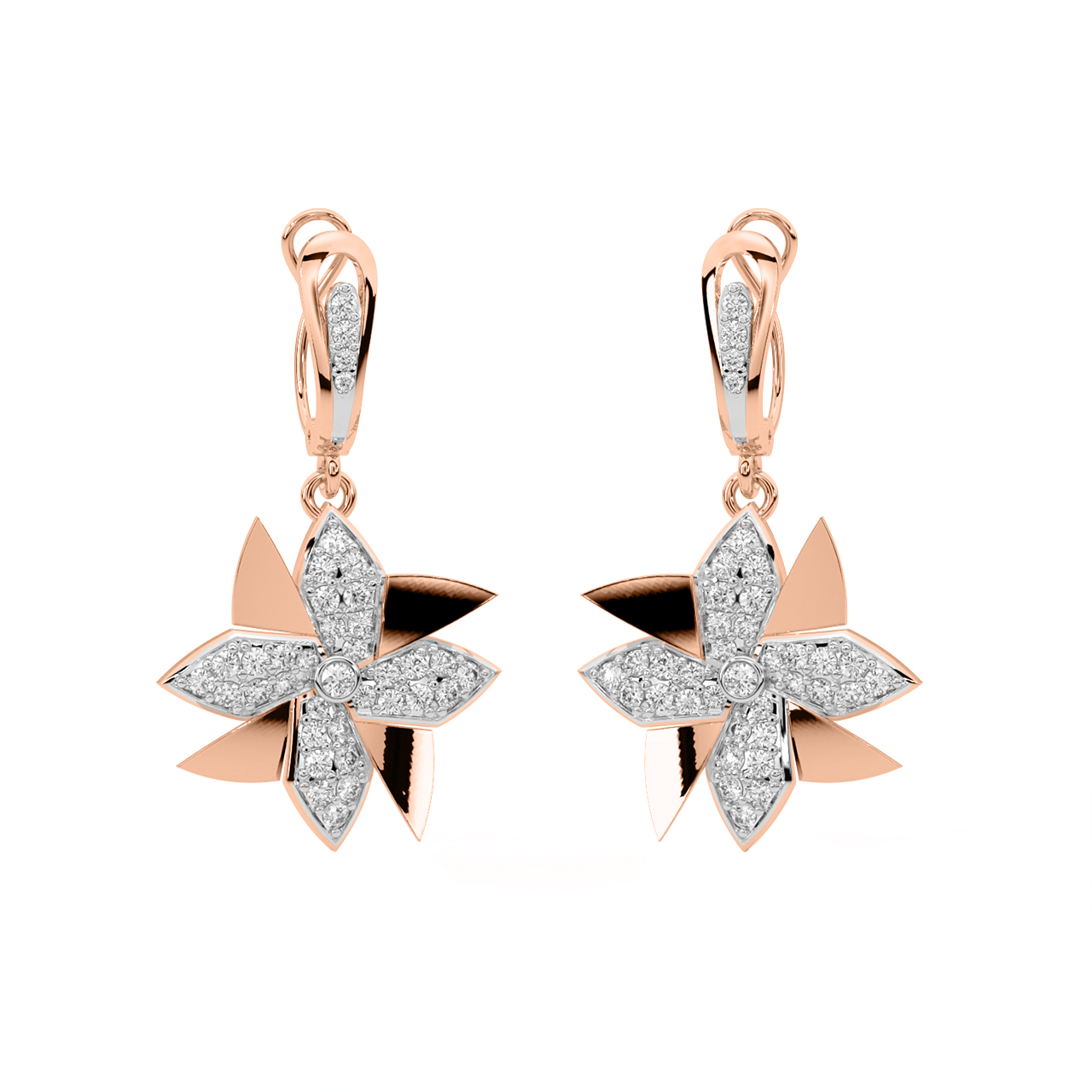 Wind Mill Diamond Earrings