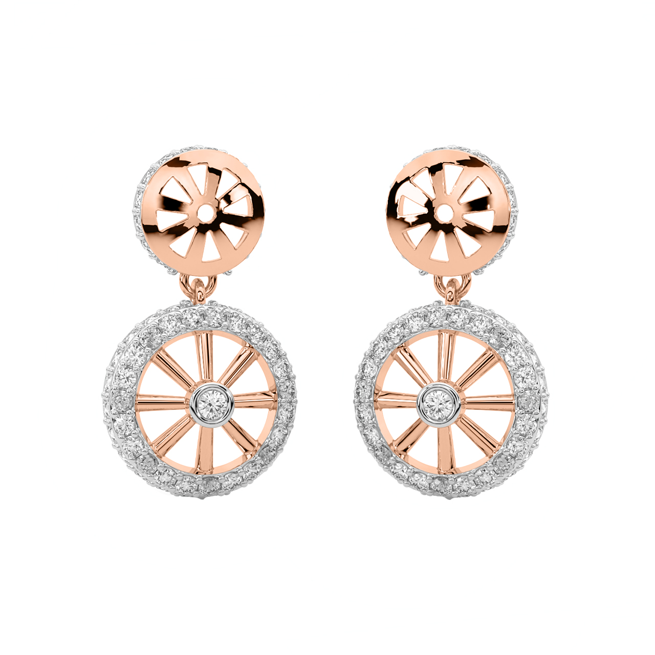 Life Wheel Diamond Earrings