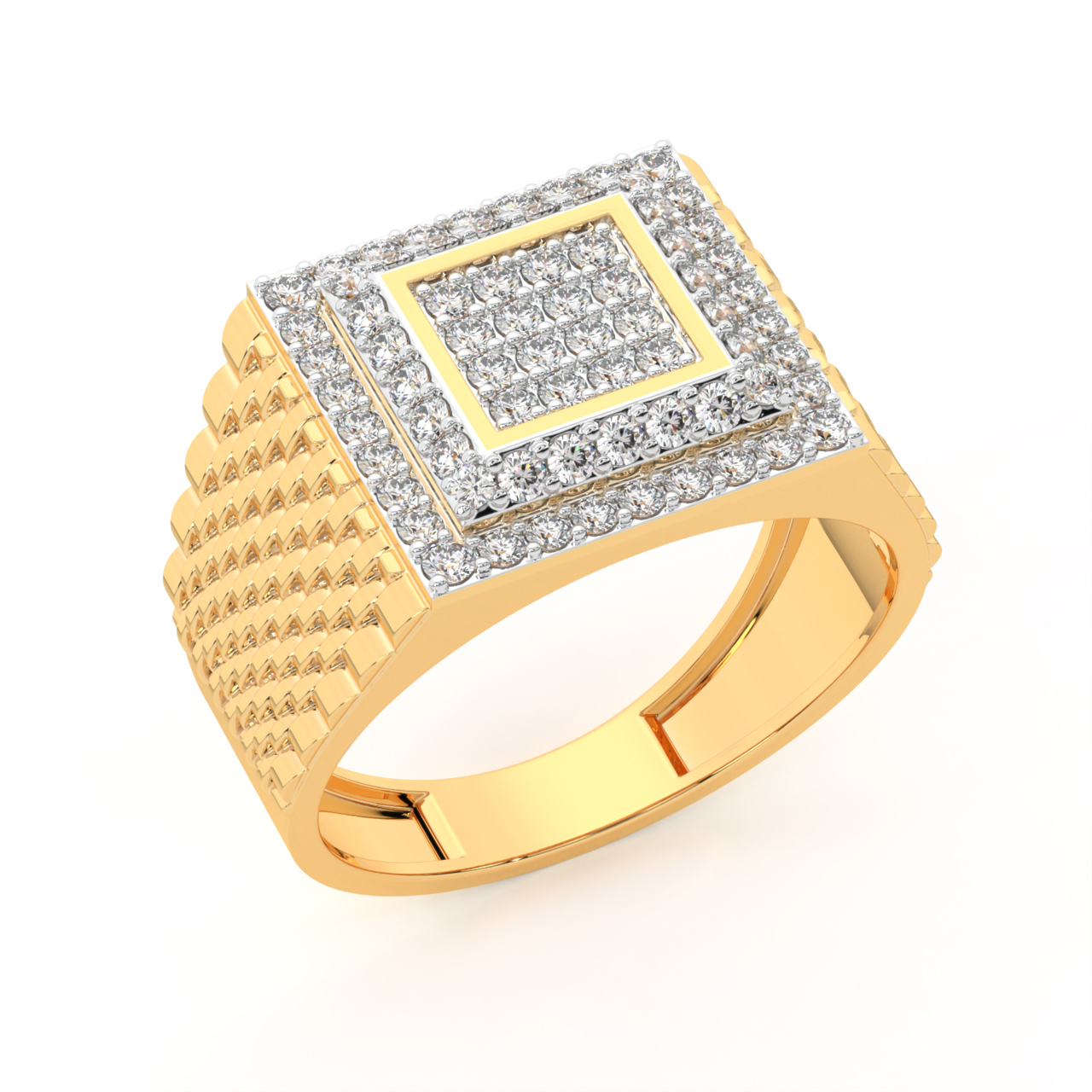 Minimal Square Diamond Ring For Him