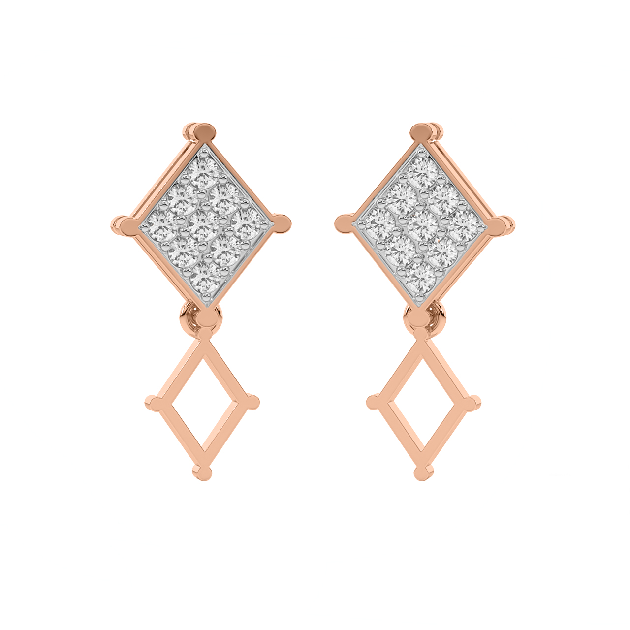 Hanging Square Diamond Earrings