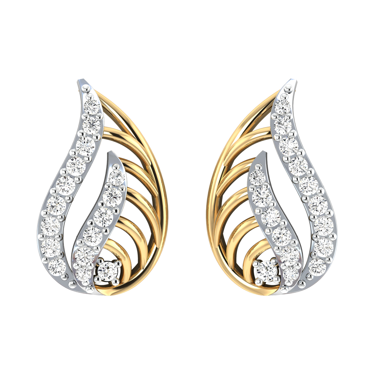 Delicate Leaflet Diamond Stud Earrings – AAPKISAKHI