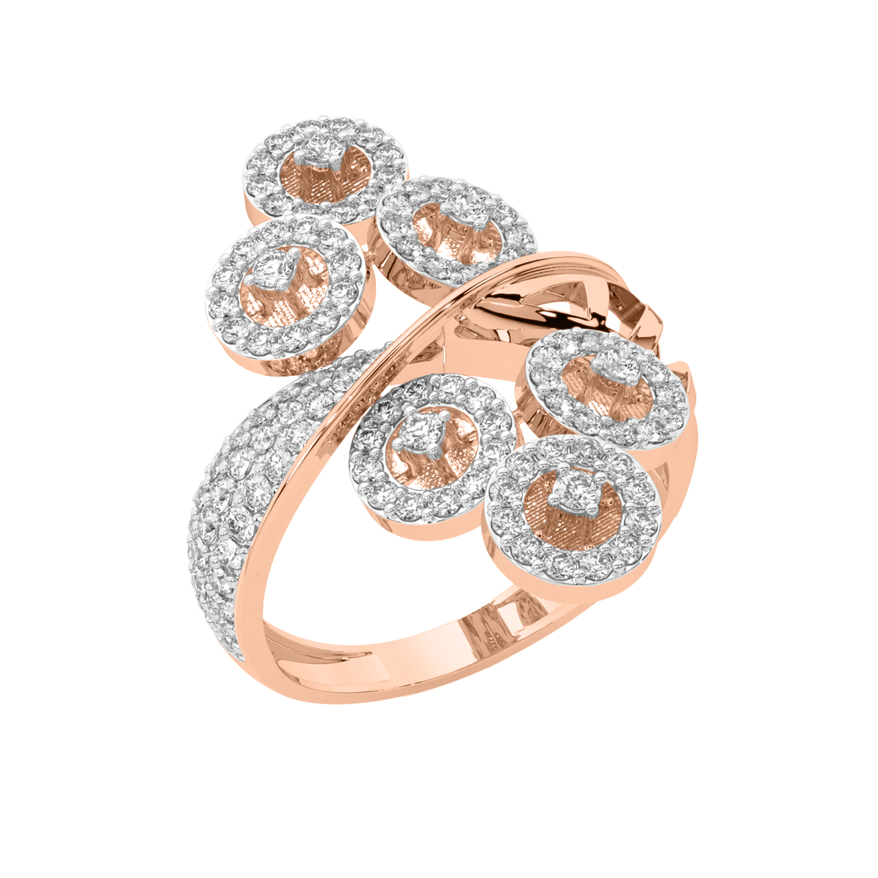 Six Tiny Circles Diamond Engagement Ring