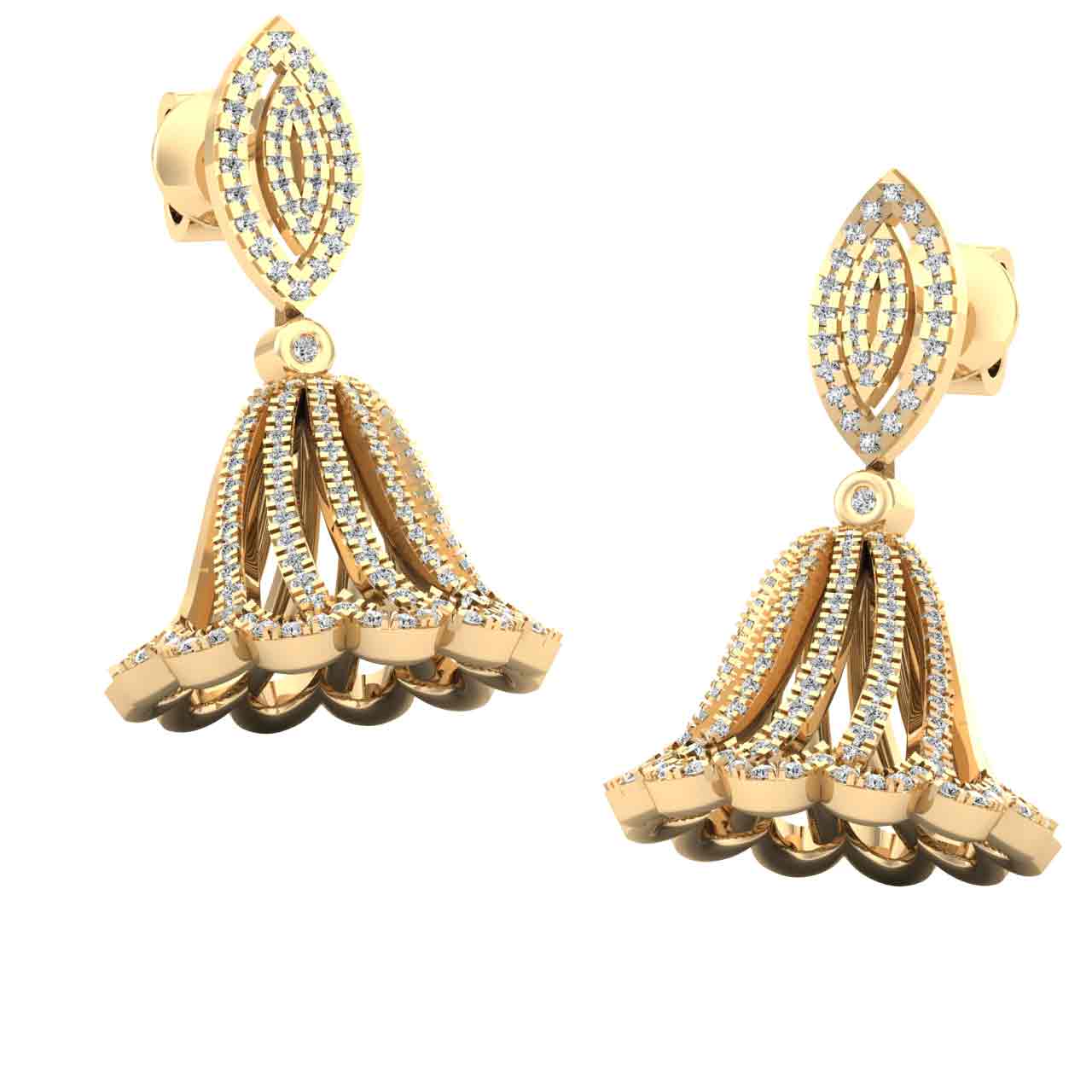 Round Nver Diamond Jhumka Earring With Pearl, Weight: 13 Grm at Rs  203000/pair in Mumbai