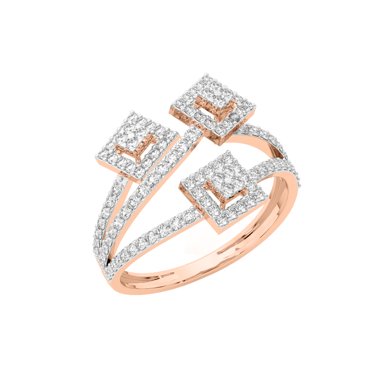 Three Tiny Square Diamond Ring