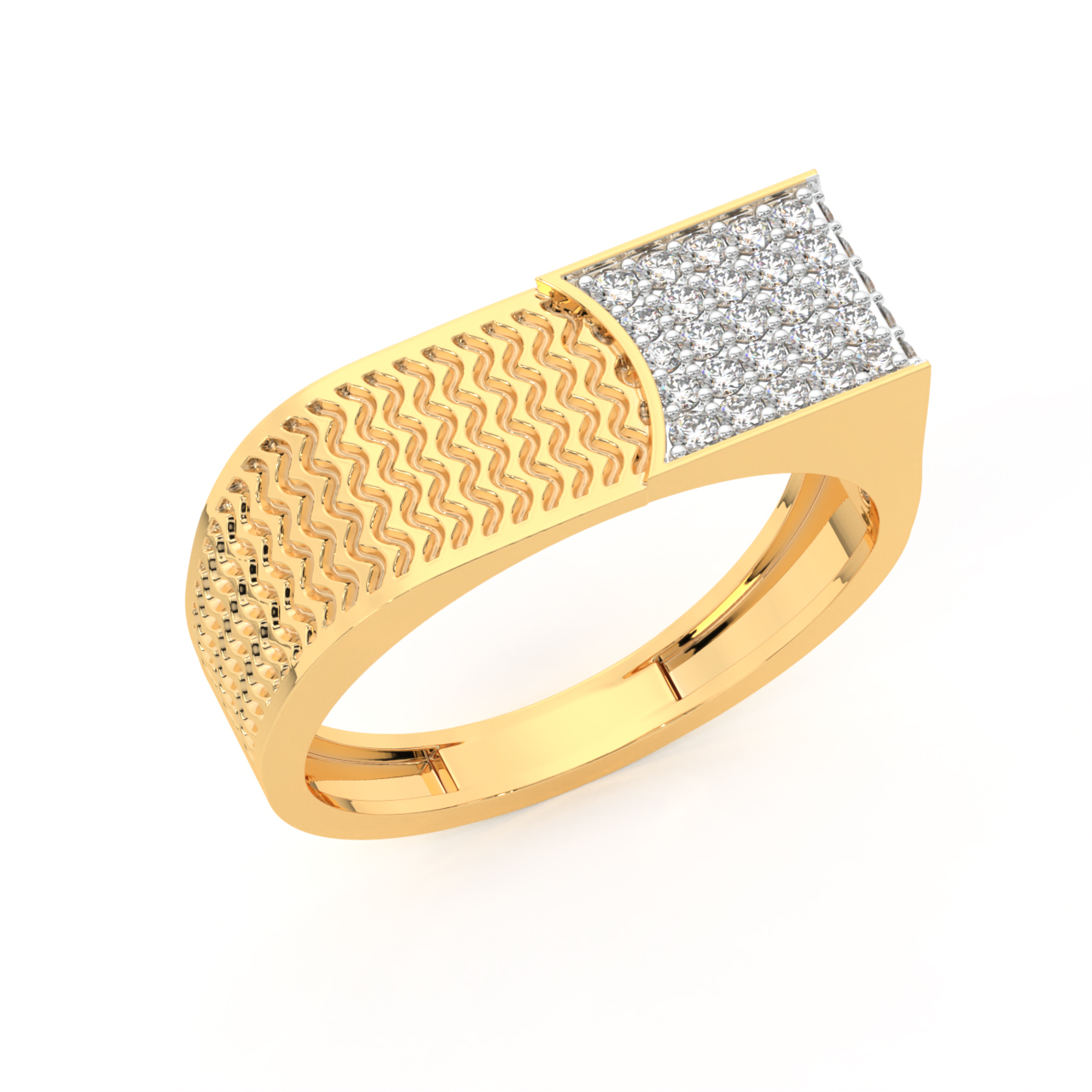 Mesh Gleaming Diamond Men's Ring