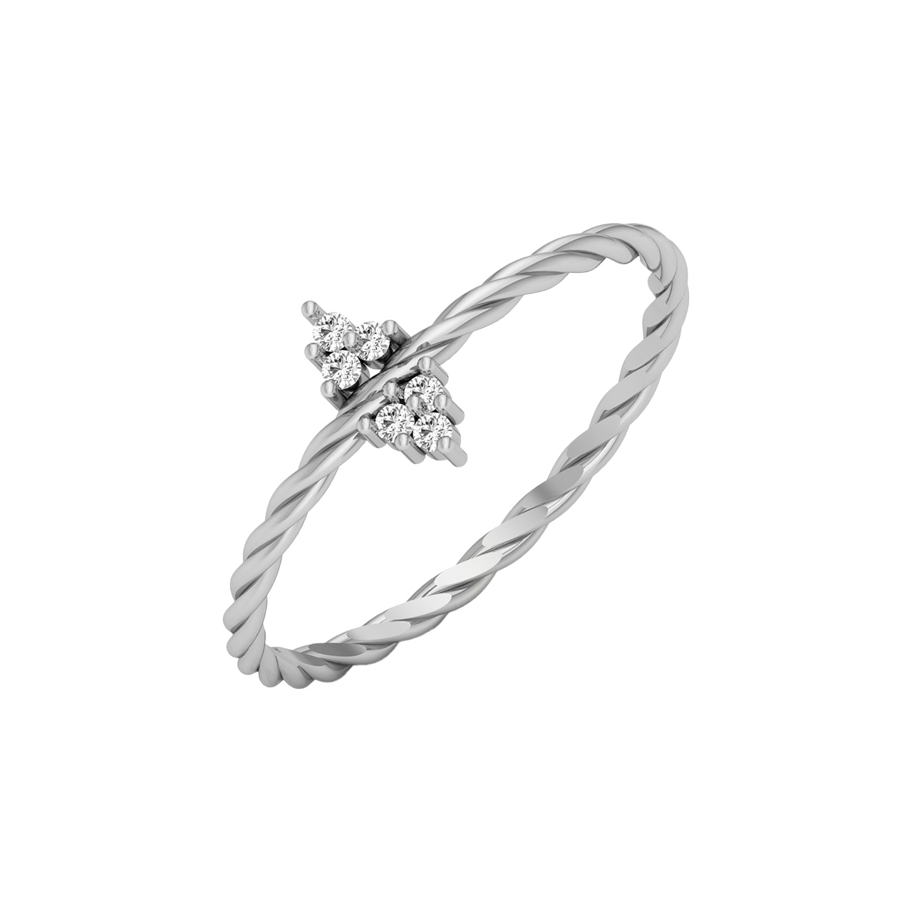 Twin Triangle Dainty Diamond Ring