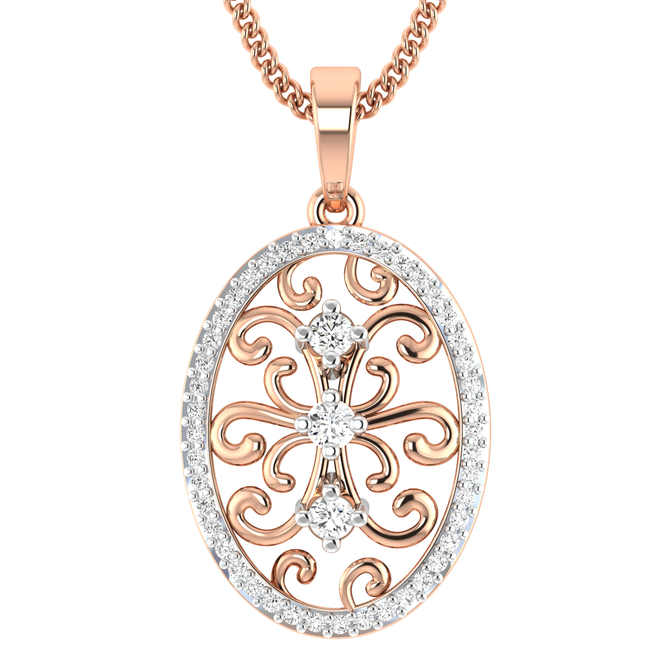 Oval Design Diamond Pendant