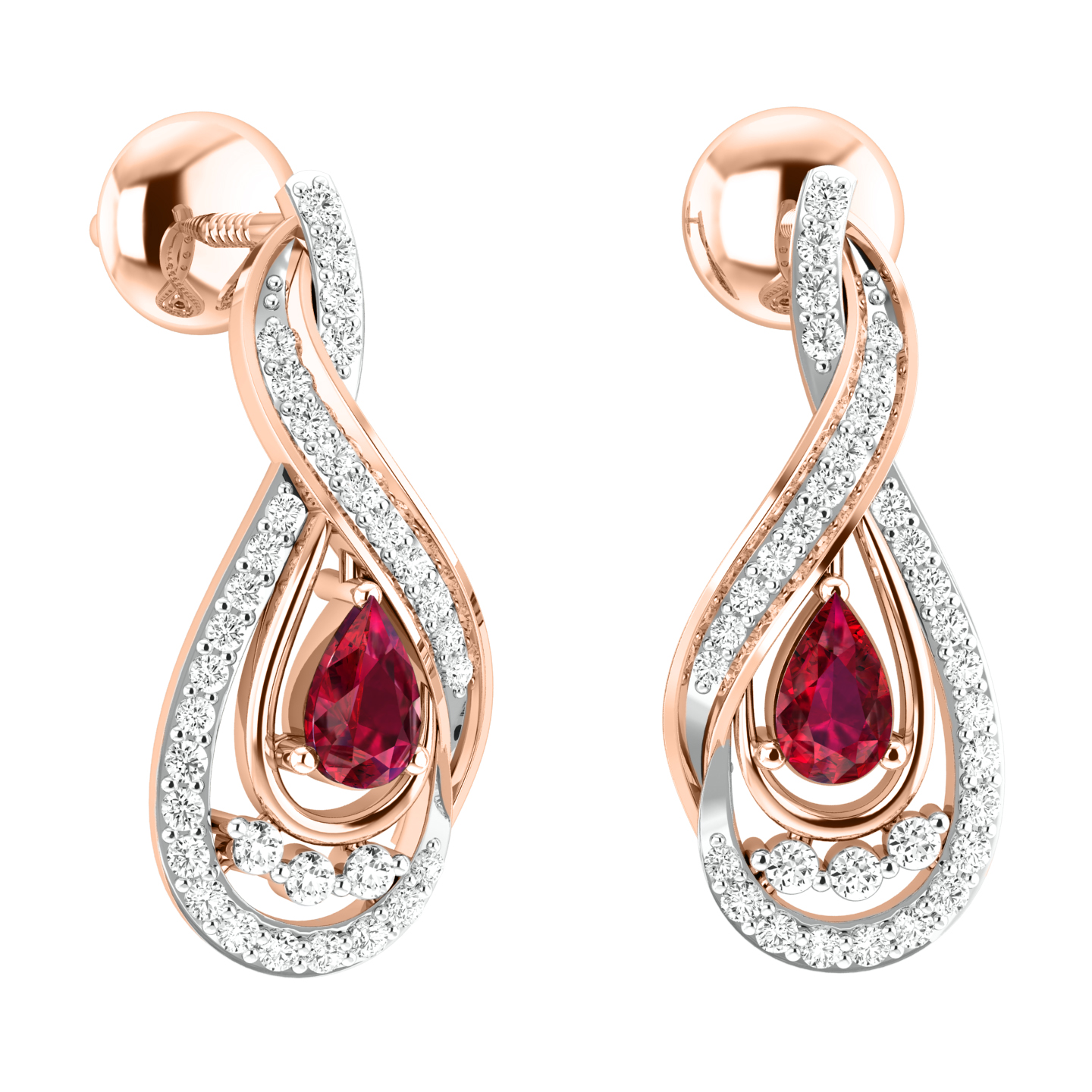 Emma Red Stone Diamond Earrings For Her