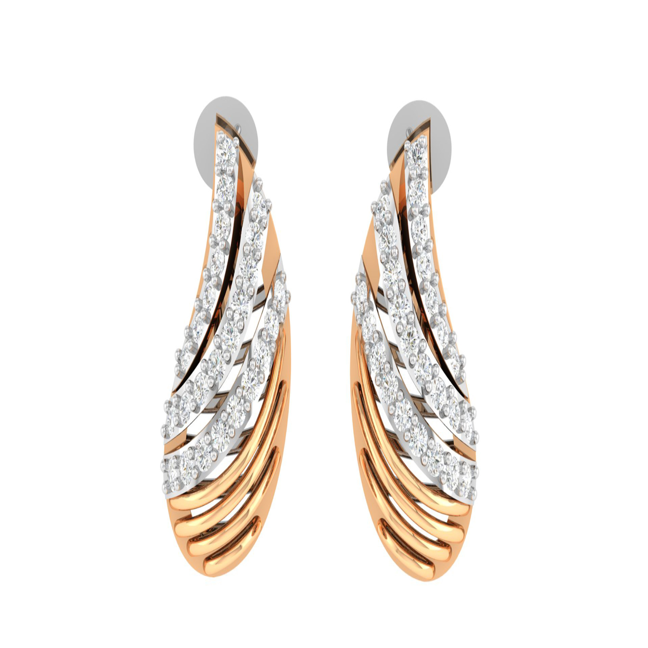 Shell Design Diamond Stud Earrings