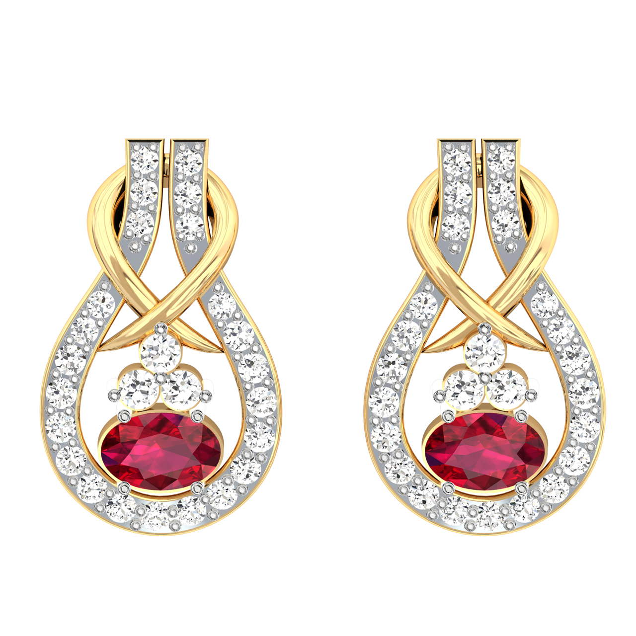 Platinum Round Ruby Diamond Stud Earrings – Chris Correia