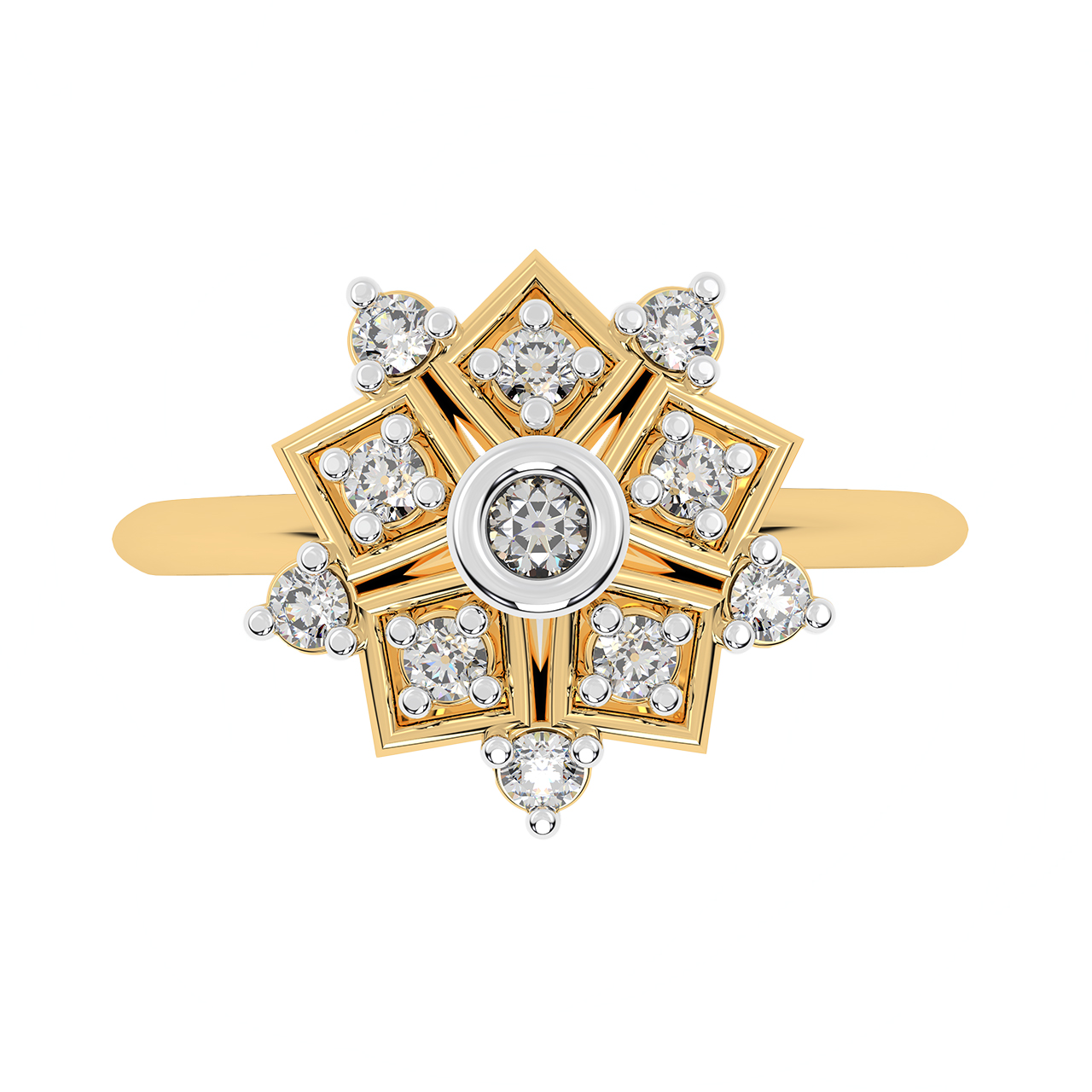Gold Pentagon Petal Diamond Ring