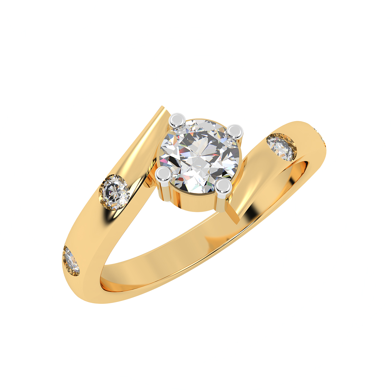 Center With Diamond Design Ring