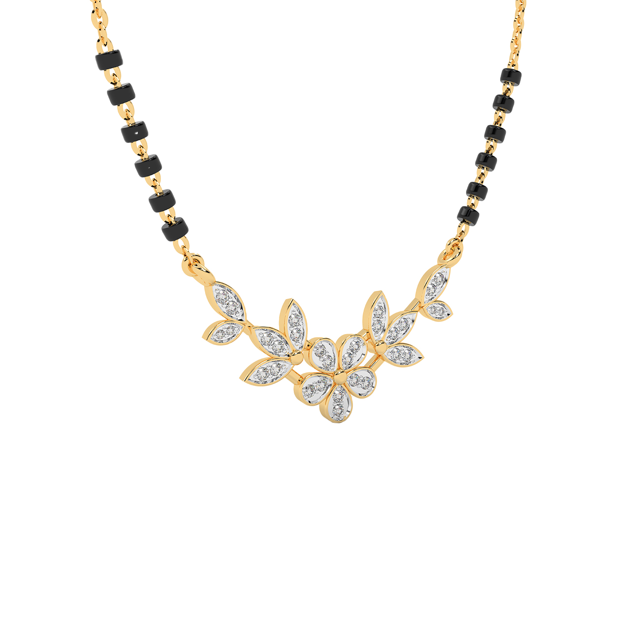 Flower Design Diamond Mangalsutra With Chain