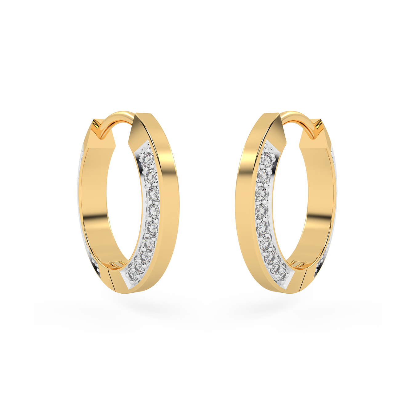 Gold Linear Diamond Bali Earrings