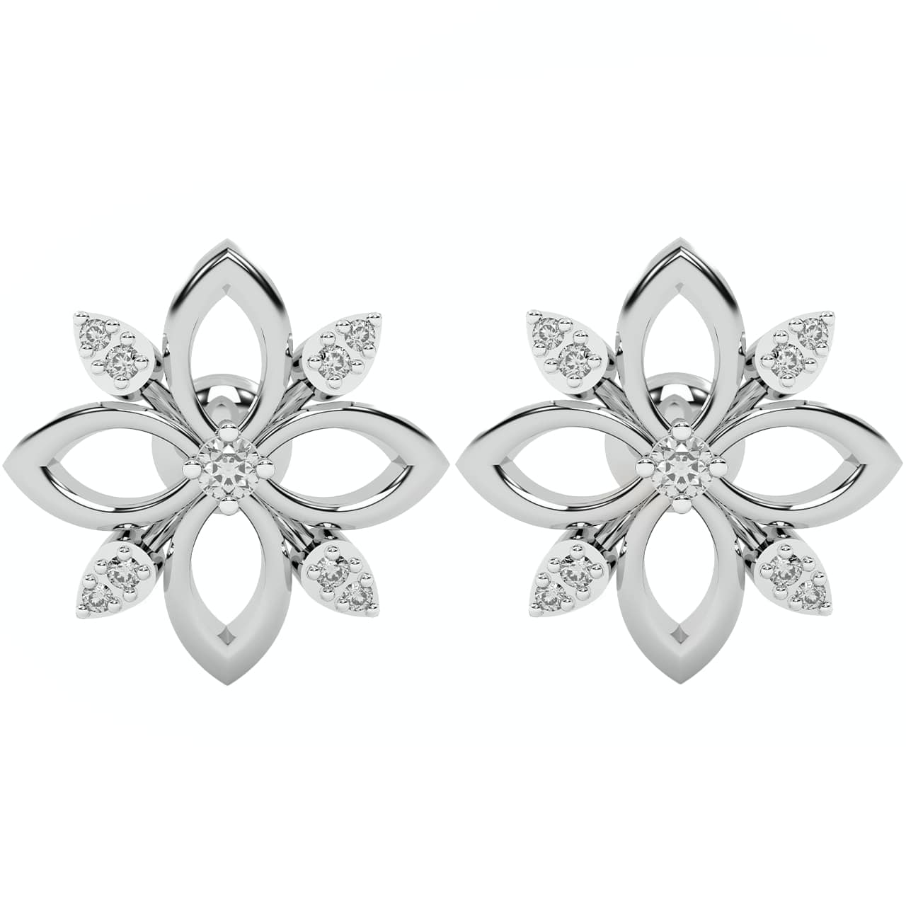 Bluet Diamond Petals Designer Stud Earrings