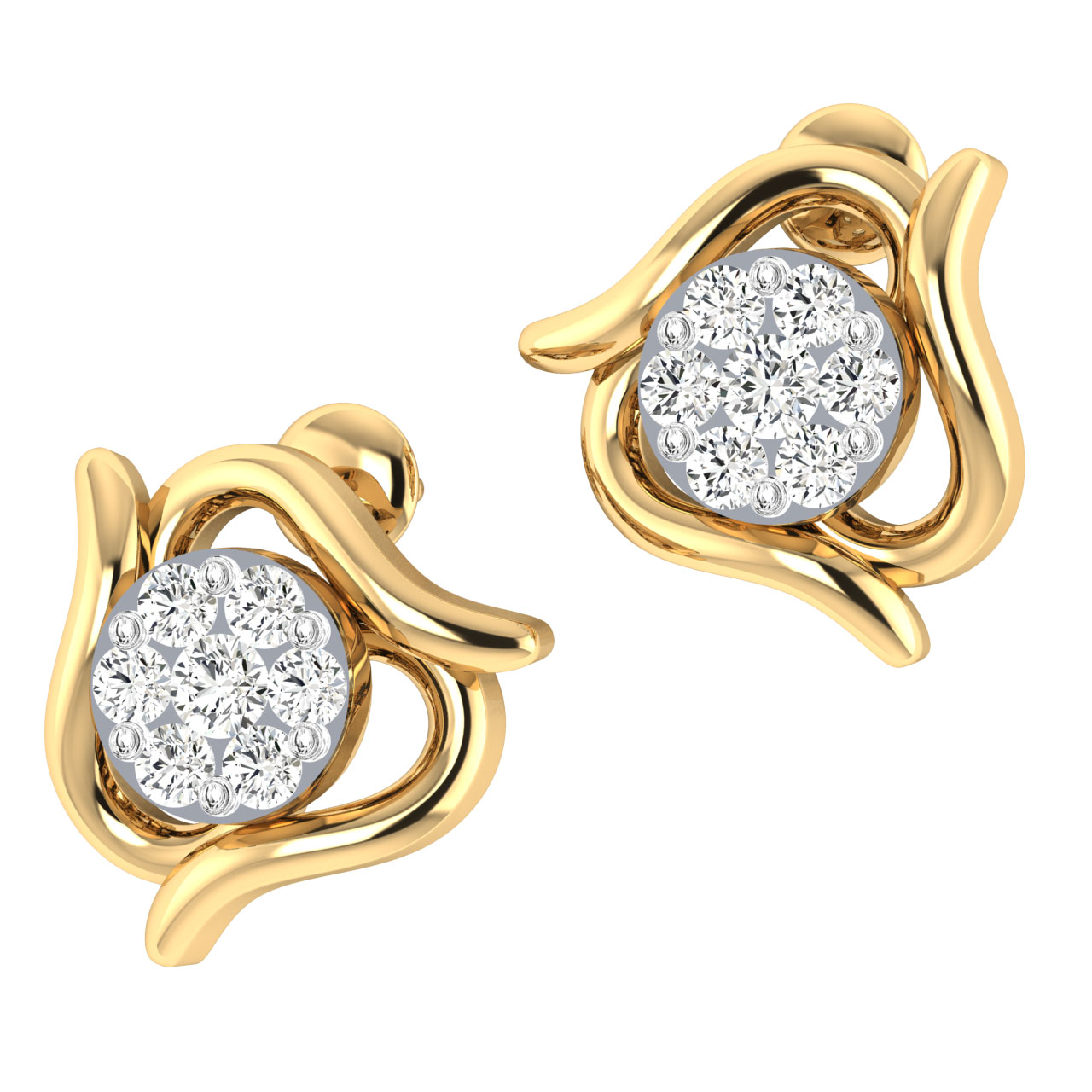 Gin Round Diamond Stud Earrings