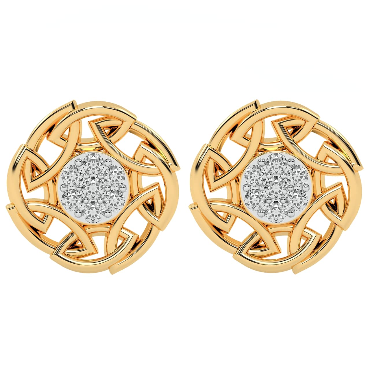 A Late Bloomer Diamond Studded Round Earring