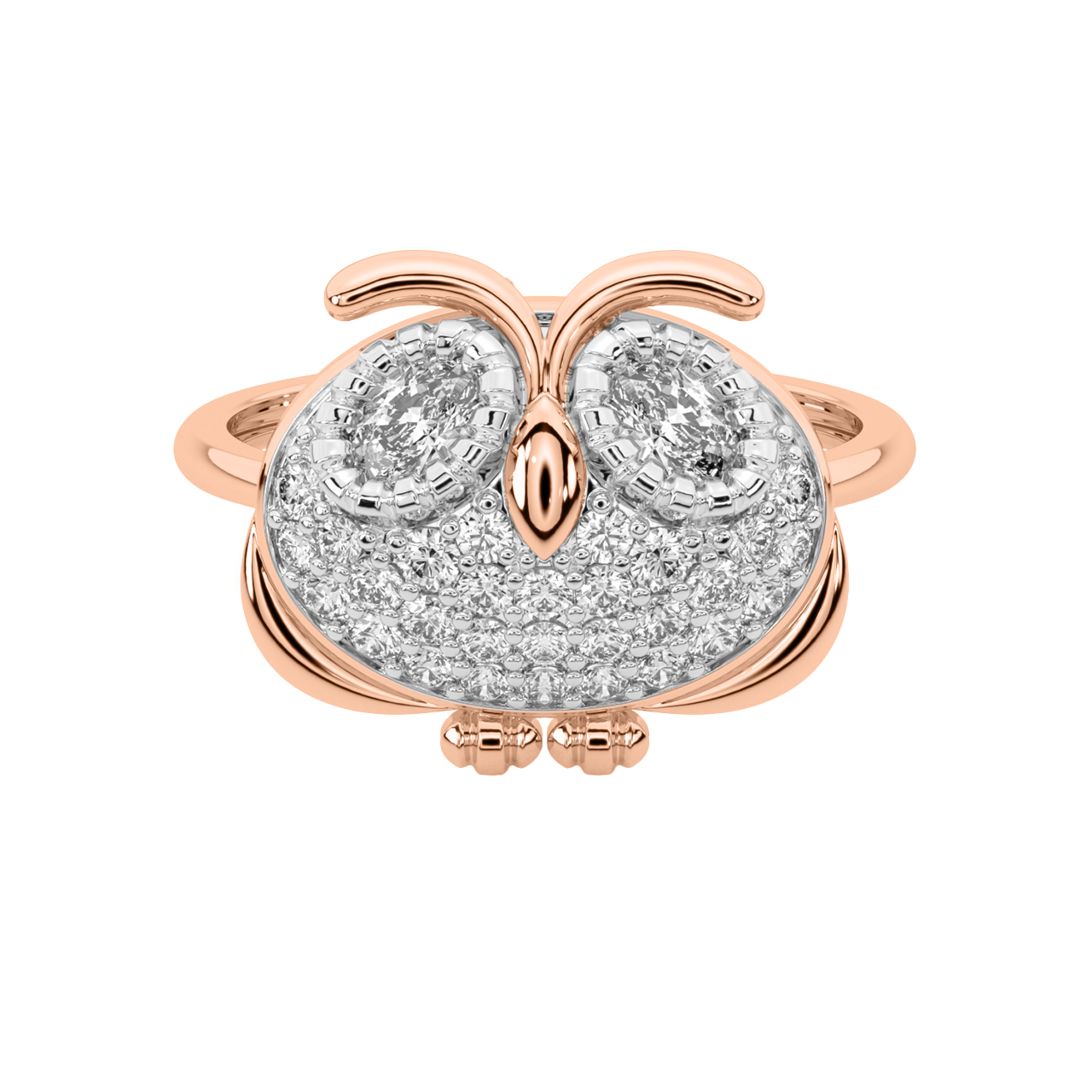 Owl Round Diamond Engagement Ring