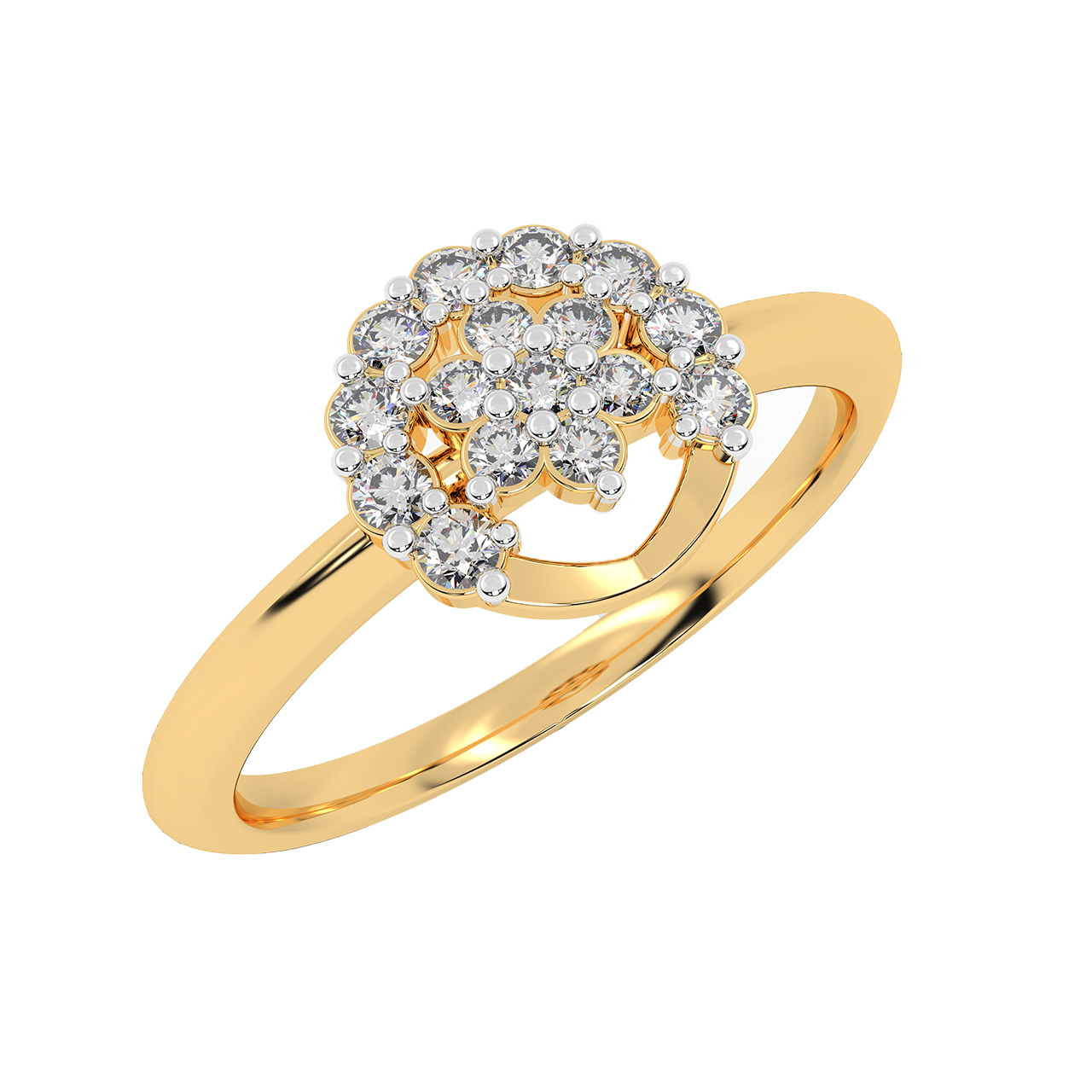 Circle With Flower Diamond Rings