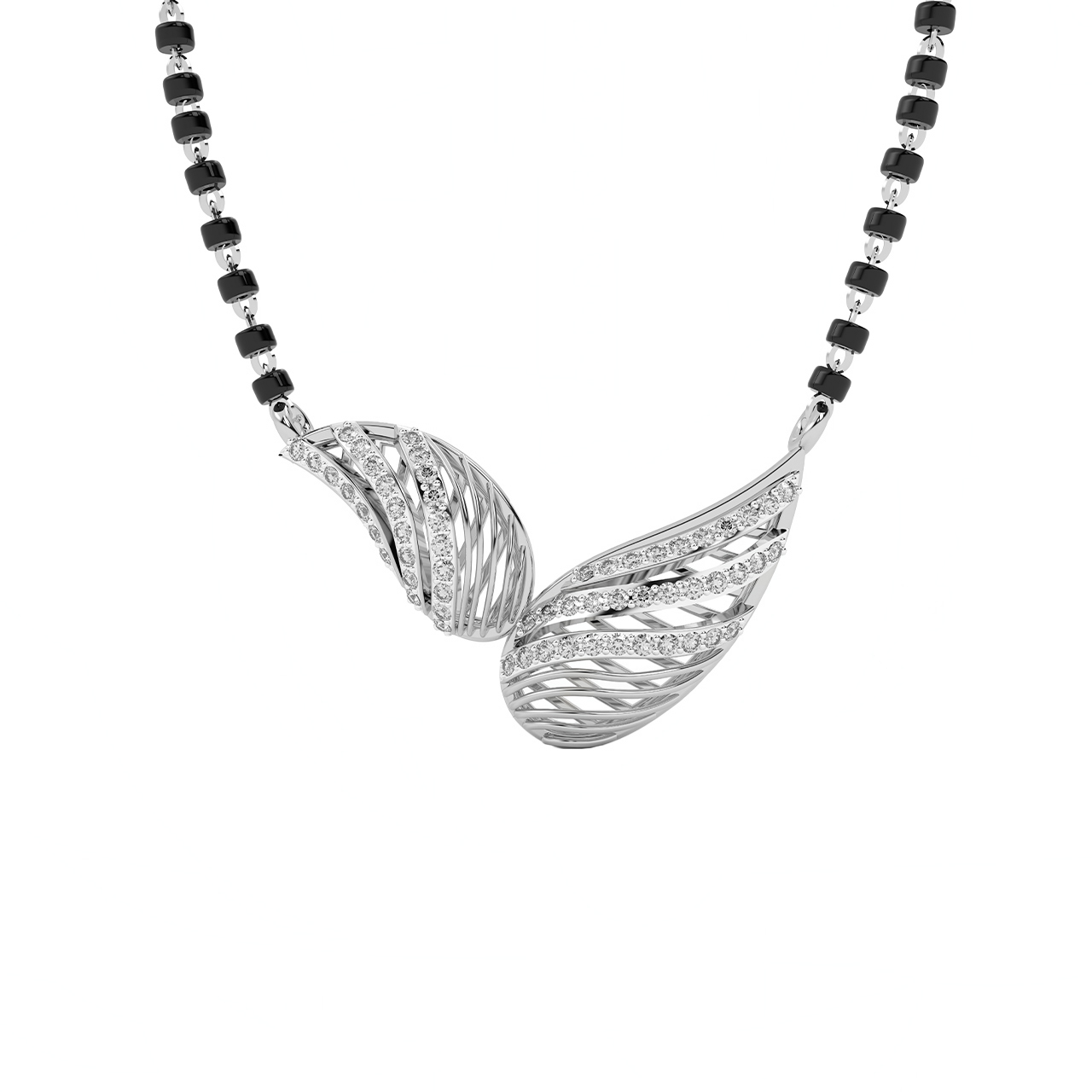 Shell Design Diamond Mangalsutra With Chain
