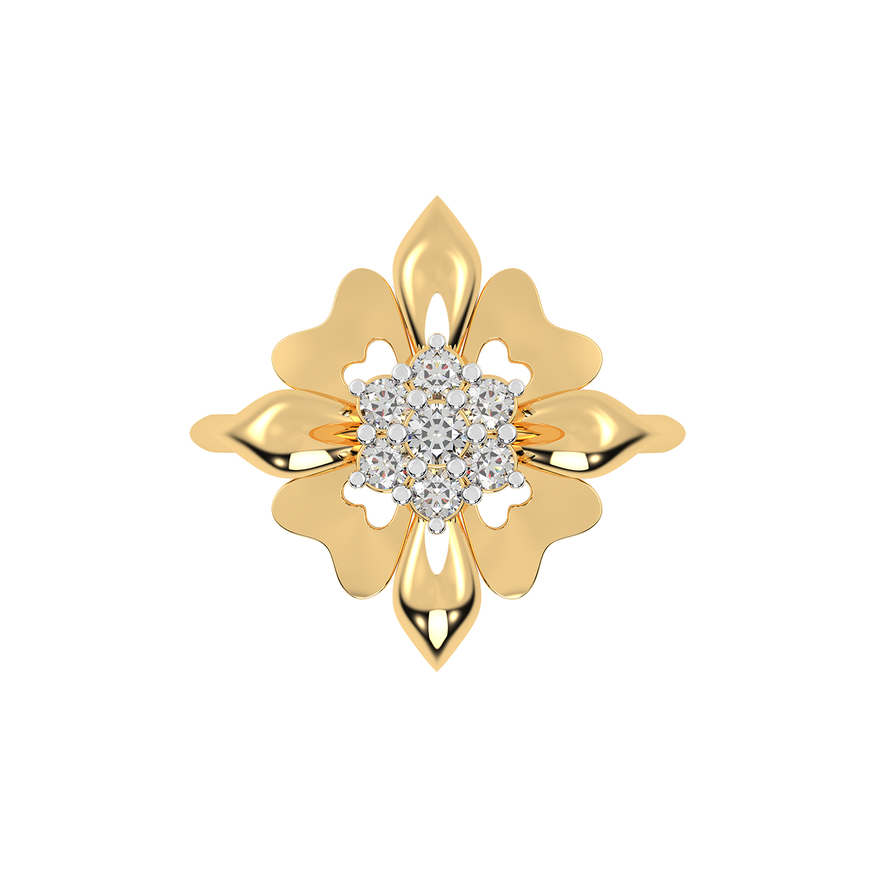 Four Petal Design Diamond Ring