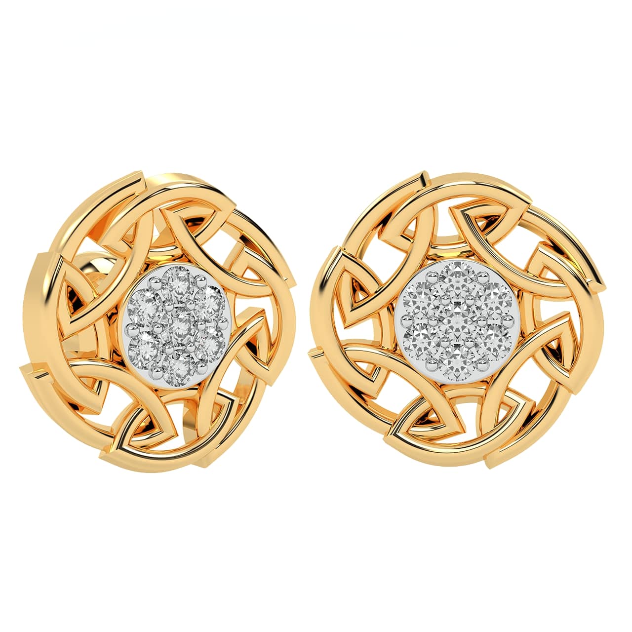 A Late Bloomer Diamond Studded Round Earring