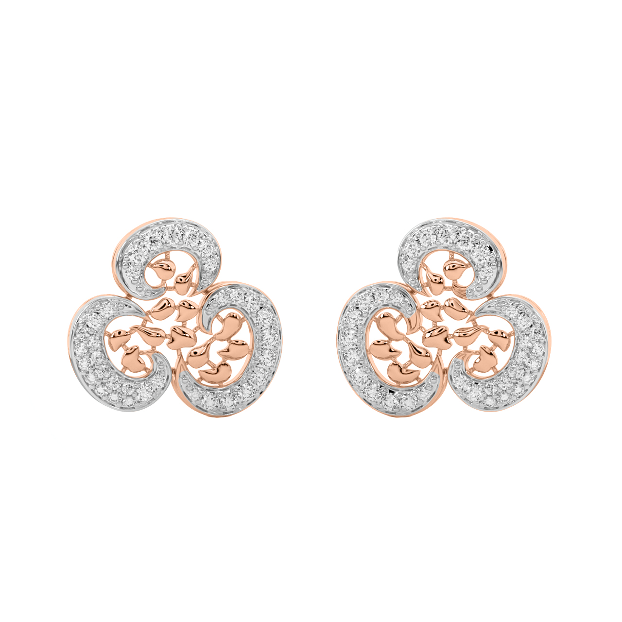 Columba Round Diamond Stud Earrings